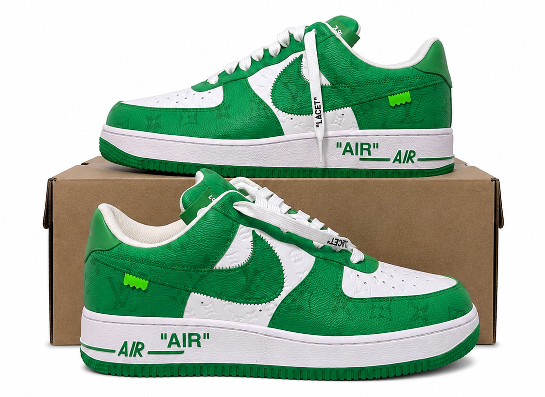 Louis Vuitton Nike Air Force 1 Low Virgil Abloh White Green Runway Sample