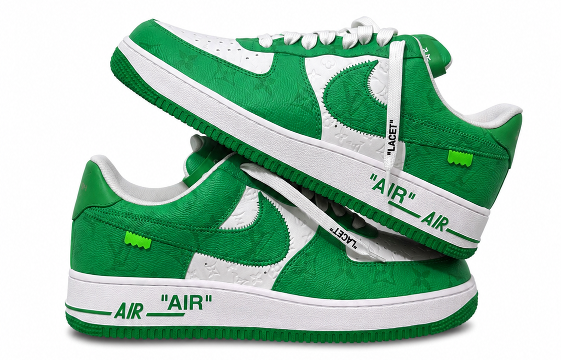 Louis Vuitton Nike Air Force 1 Low Virgil Abloh White Green Runway Sample