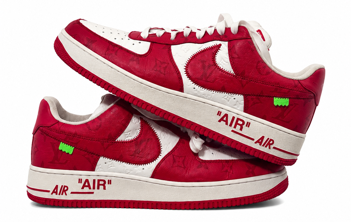 Louis Vuitton Nike Air Force 1 Low By Virgil Abloh White Red